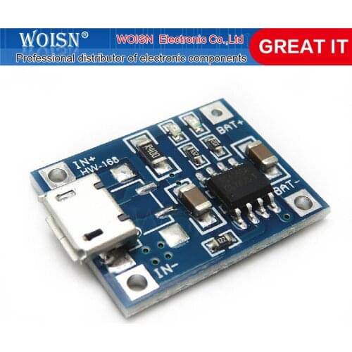 1pcs/lot Micro USB 5V 1A 18650 TP4056 Lithium Battery Charger Module Charging Board With Protection Dual Functions 1A Li-ion