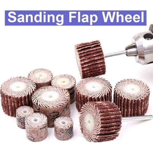 10pc 3mm Shank 10/12/15/20mm Dremel Accessories Sanding Flap Disc Grinding Sanding Flap Wheels Sand Rotary Tool 80-600 Grit