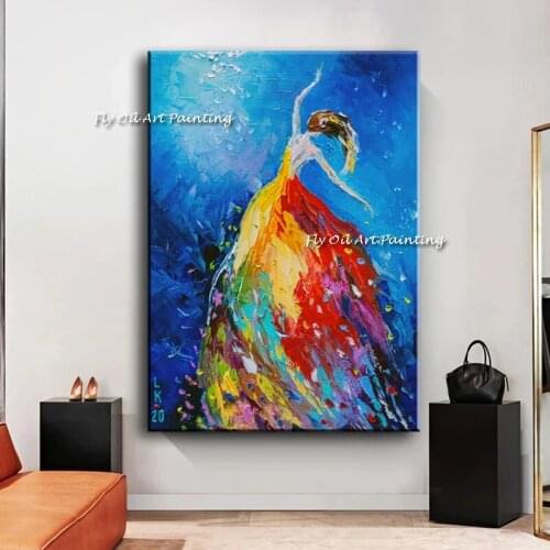 2021Newest Handmade abstract Colorful Dancer cartoon canvas painting Hand painted modern wall art picture for Child‘s room decor