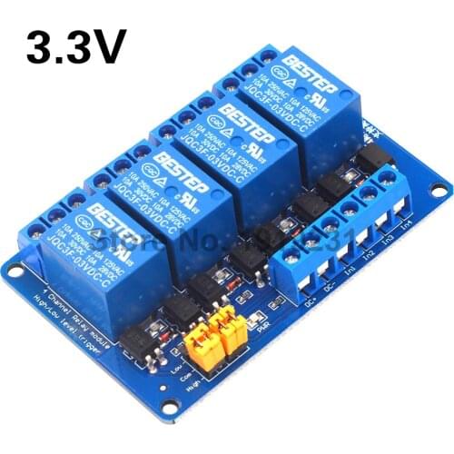 3.3V 4 Channel Relay Module High and low Level Trigger Dual Optocoupler Isolation 3.3V Relay Module
