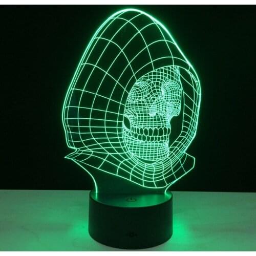 Wizard Skull 3D LED Night Light Action Figure 7 Colors Touch Table Decoration Light Optical Illusion Model