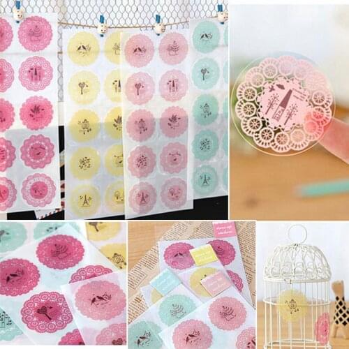 4Sheets/Lot Stationery Stickers Scrapbook Round Lace Decoration Transparent Decorative Phone Photo Album Diary Diy Decal