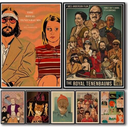 50 Designs Wes Anderson Movie Kraftpaper Poster Painting Abstract Fancy Wall Sticker for Coffee House Bar A3 3