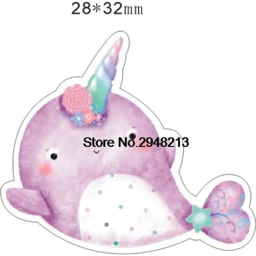 50pcs Mixed Cartoon Animal whale with horn Flatback Resin Planar Cabochon for DIY Craft 1.2 inch RET1593