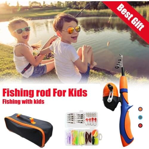 54pcs Kids Fishing Pole with Reel Portable Telescopic Fishing Rod and Reel Combo Kit Kids Fishing Set