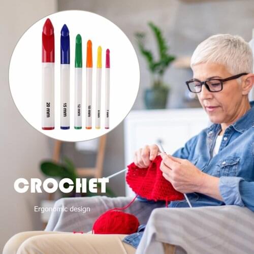 6Pcs Crochet Hook Knitting Needles Set Plastic Handle DIY Craft Sewing Kits Stitches Tools for Weaving Sewing Crafts