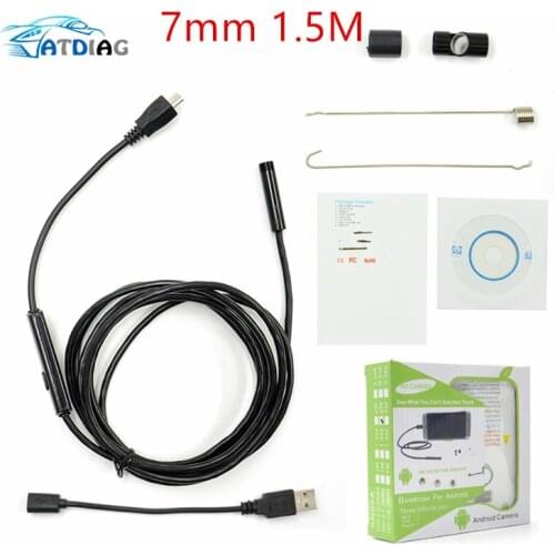 7mm 1.5M 6 LED USB Endoscope Waterproof Borescope Video Inspection Snake Tube Pipe Mini Camera Camcorder Snapshot Button