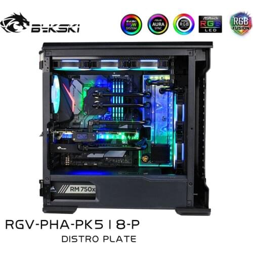 BYKSKI Acrylic Board Water Channel Solution use for Phanteks PK518(Evolv X) case / CPU GPU Block / 3PIN RGB / acrylic Reservoir