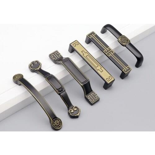 Antique black brass handle American black door handle European cupboard drawer pulls small single hole drawer knobs slides