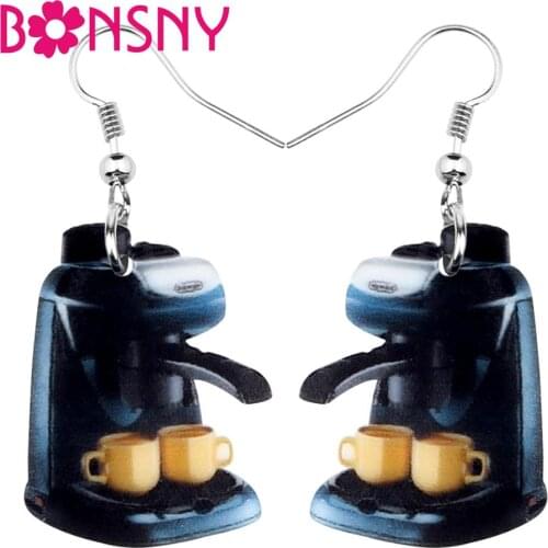 Bonsny Acrylic Novelty Coffee Machine Earrings Drop Dangle Cute Fashion Jewelry For Women Girls Teens Gift Charms Decoration