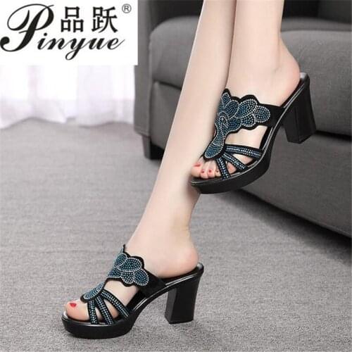 Woman Sandals Shoes Slippers Summer Style Pumps High Heels Slip On Bling Fashion Gladiator Shoes Women
