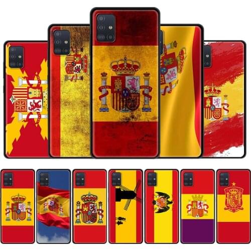 For Samsung Galaxy A51 A71 A21s A31 A12 A41 M31 M51 Phone Case A52 A32 A11 M30s A42 A01 Black Soft Cover Spain Spanish Flag Capa