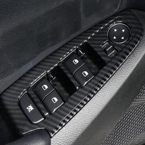 For Kia Seltos 2019 2020 Interior Carbon Fiber Window Lift Switch Cover Trim Inside Armrest Frame Car Accessories