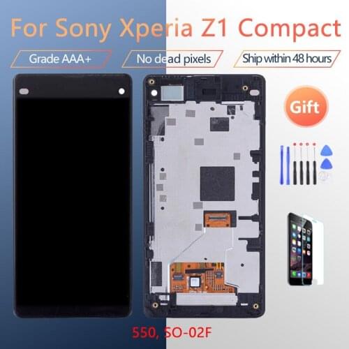 For Sony Xperia Z1 Compact 550 SO-02F LCD screen assembly with front case touch glass,With repair parts LCD Display original