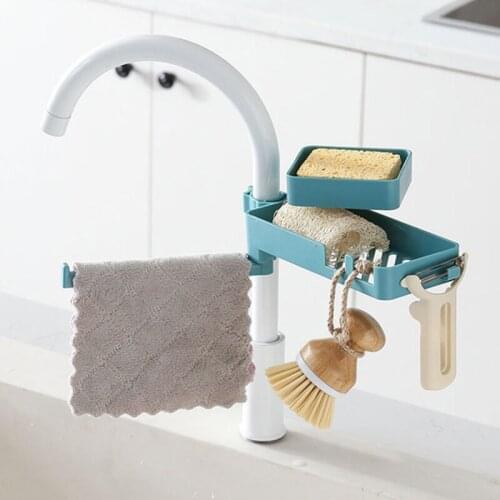 Double Layer Rack Sink Faucet Clip On Kitchen Storage Organizer Hanging Drain Rack Drying