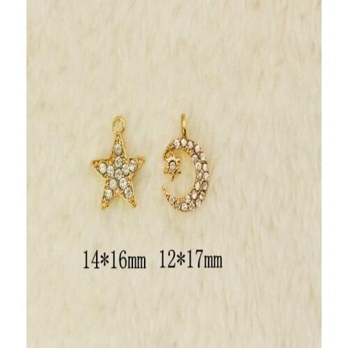 Hot Sale 40pcs/lot moon star Button Flatback gold plating Wedding Button fancy DIY hair cellphone decoration Accessories YL08