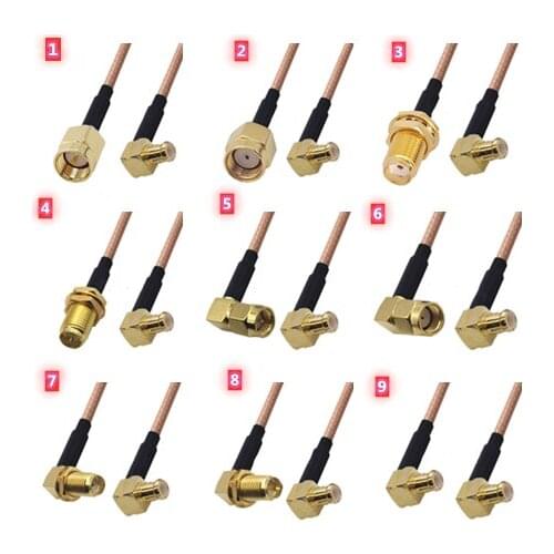 RG316 Cable SMA to MCX Adapter RP SMA to MCX Male & Female 90 Degree Right Angle Washer Bulkhead Nut Pigtail RG316 Jumper