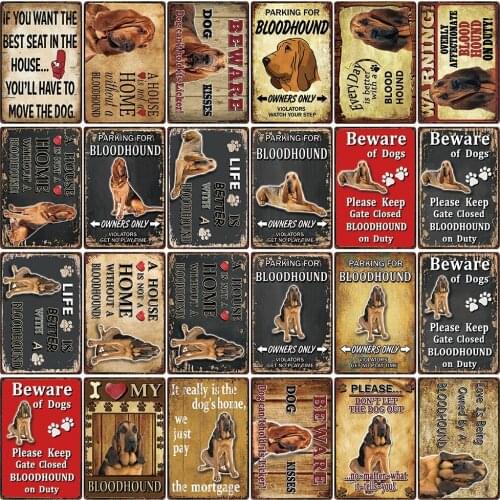 [ Kelly66 ] Pets Warning Dog Rule Better Life With A Bloodhound Metal Sign Home Decor Bar Wall Art Painting 20*30 CM Size DG-29