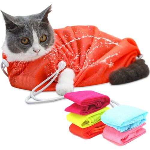 Cat Bathing Bag Cats Grooming Washing Bags Cat Bath Clean Bag Anti Scratch Bite Restraint Cat Supplies Nail Cutting Pet Supplies