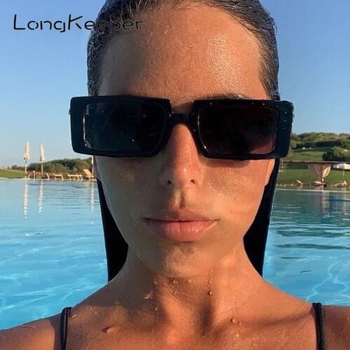 Vintage Rectangle Sunglasses Women Men 2020 Brand Design Fashion Green Thick Frame Sun Glasses Shades UV400 Gafas de sol mujer