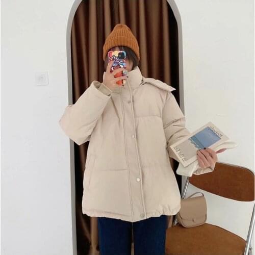 Leisure fashion loose thickened cotton padded clothes new student style hooded bread suit in autumn and winter 2021