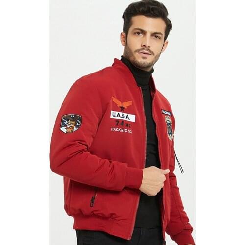 Fashion Bomber Jacket Men 2021 Autumn Cotton Liner Baseball Jackets Red Blue Black Army Color Hip Hop Streetwear Military Coats