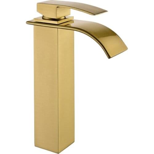 Nordic Commercial/Home Single Handle Bathroom Sink Faucet One Hole Deck Mount Lavatory Faucet Gold Brass Brushed Finish