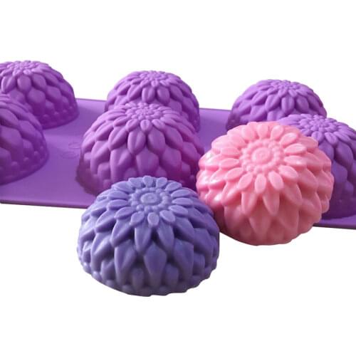 2021 NEW 1/6 Cavity 3D Sunflower Silicone Soap Mold DIY Handmade Jelly Pudding Kitchen Baking s