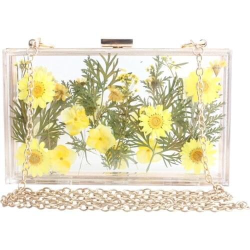 18x11CM 2020 New Fashion Acrylic Transparent Flower Bag Banquet Ladies Holding Dinner Bag Shoulder Bags Women Messenger a6137