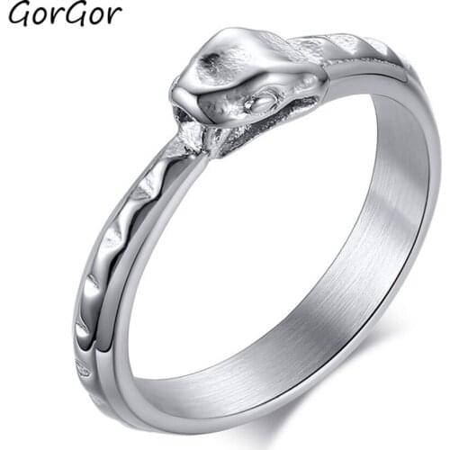 GorGor 2020 New Arrivals Korean Style Stainless Steel Snake Minimalist Rings for Couple Simple Jewelry Gift RC459