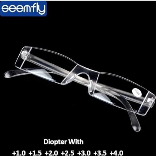 Seemfly Ultralight Rimless Reading Glasses Diopter +1.0 1.5 2.0 2.5 3.0 3.5 4.0 Men Women Anti-fatigue HD Presbyopia Spectacles