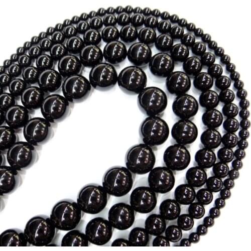 Wholesale 15" Strand Natural Gem Stone black Agates Loose Beads 4 6 8 10 12 MM Fit DIY Bracelet Necklace For Jewelry Making