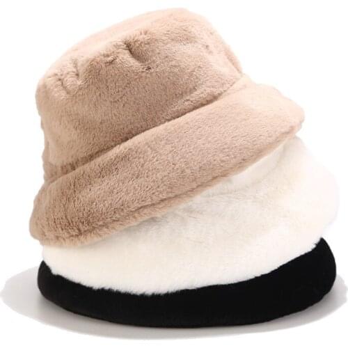 Bucket hat fisherman hat Panama Winter Lamb wool ladies fashion casual pot hat ear protection cap