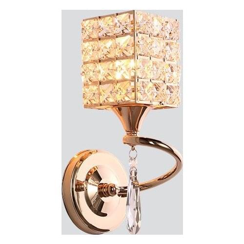 Simple Bedroom Bedside lamp Golden Silver Atmosphere Crystal Wall lamp Modern Living room Led Background wall Aisle Lamps