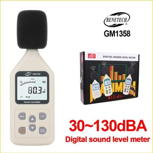 Handheld Digital Sound Level Noise Tester 30-130dBA 35~130 dBC noise Testing Meter LCD A/C FAST/SLOW dB GM1358-BENETECH
