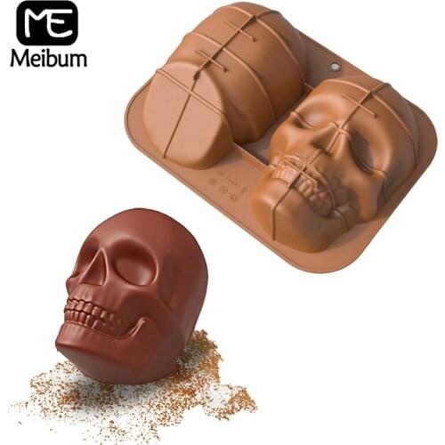 Meibum Food Grade Skull Silicone Cake Molds Halloween Party Decorating Chocolate Moulds Mousse Dessert Pan Pastry Baking Tools