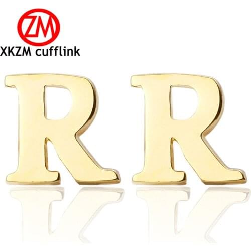 High Quality Men Cuff Links New French Cufflinks Golden Plating Brand letter R Design Style Men Cufflinks Wholesale&retail