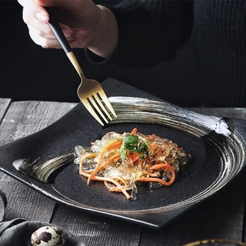 Japanese ceramic sushi plate square plate creative plate dessert plate dessert plate home flat plate restaurant retro plate