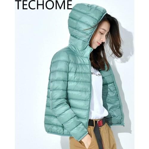 New Winter White Duck Down Coat Women Casual Ultra Light Hooded Down Jacket Short Coat Portable Warm Parka Plus Size