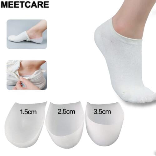 1.5cm 2.5cm 3.5cm Increase Height Silicone Gel Pads Heel Heightened Gel Insole In Socks Relieve Plantar Fasciitis Foot Care