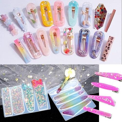 1pc Crystal Epoxy HairPin Silicone Mold DIY Geometric Hair Jewelry Making Mold For Resin Decoration Molds Epoxy Resin Mold