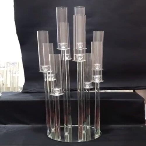 10pcs)10 heads)party decorations single acrylic cylinder candle holder crystal wedding decoration yudao124