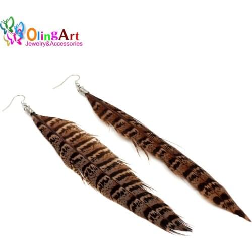 2pcs/Lot 19cm Natural Pheasant Feather Women Necklace Earrings Tassels DIY Jewelry Making Keychain Pendants