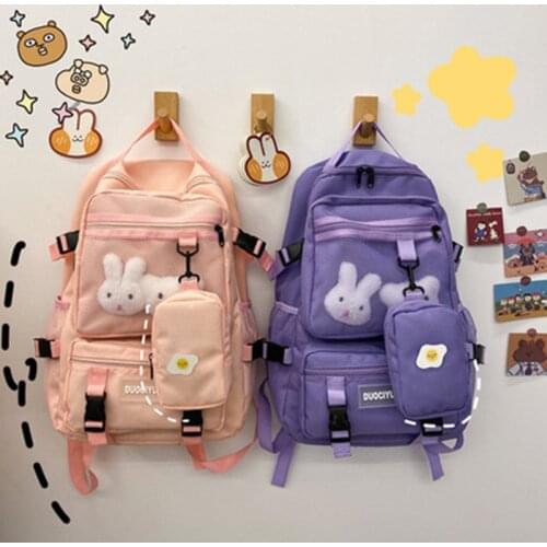 2021 Preppy Purple Backpack Women Waterproof Candy Colors Backpacks Fancy High School Bags for Teenage Girl Cute Travel Rucksack