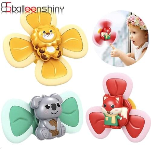 3PCS Baby Bath Toys Suction Cup Baby Toys Spinning Top Children Classic Toy Educational Animal Color Perception For Toddler Kids