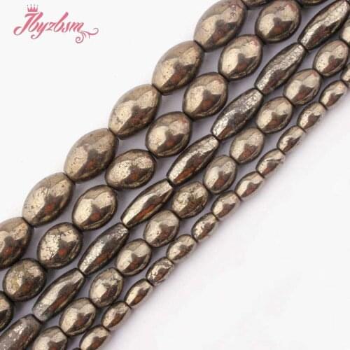4x6,6x8,8x10mm Smooth Oval Shape Pyrite Beads Natural Stone Beads For DIY Necklace Bracelet Jewelry Making 15" Free Shipping