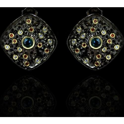 925 silver Fashion hollow colorful zircon earrings for women wedding party engagement travel earrings Geometric