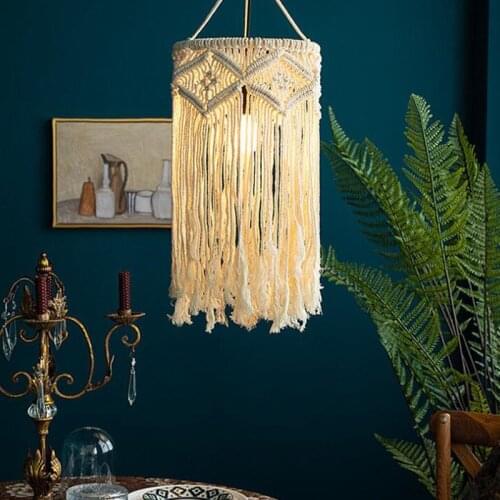 Nordic Hand-woven Lampshade Simple Living Room Bedroom Chandelier Lampshade Bohemian Lamp Decoration