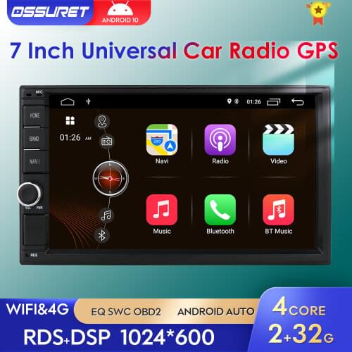 High Version RAM 2GB+ ROM 16GB Android 10 7 inch 2Din Universal Car Radio GPS Multimedia Unit Player For VW Nissan Kia