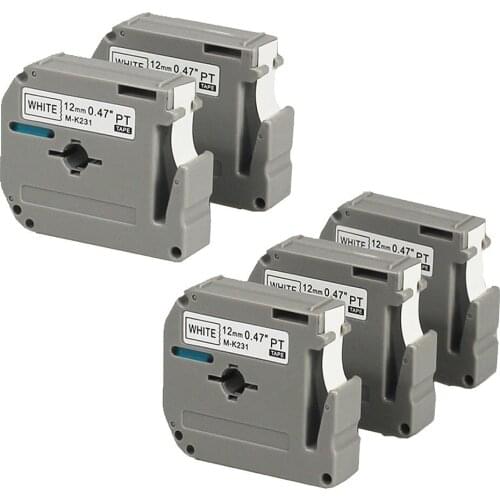 Free shipping Compatible Brother M Tape M-K231 12mm*8m Black on White Adhesive MK231 tape